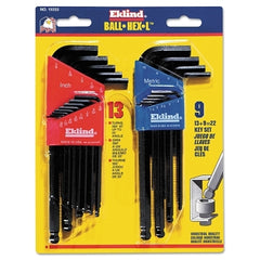 Eklind Tool 13222 Ball-Hex-L Key Set 22 Per Set Hex Ball Tip Inch/Metric