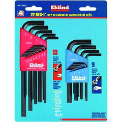 Eklind Tool 10022 Hex-L Key Set Inch/Metric (22 per card)