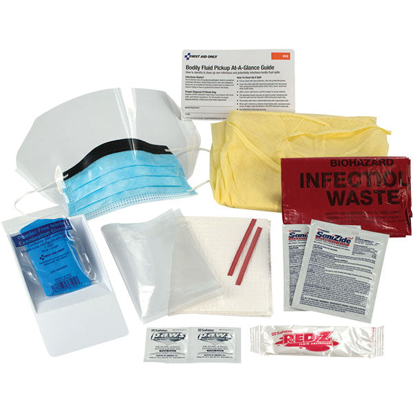 First Aid Only 214P Bodily Fluid Clean-Up Kit w/ Disposable Tray