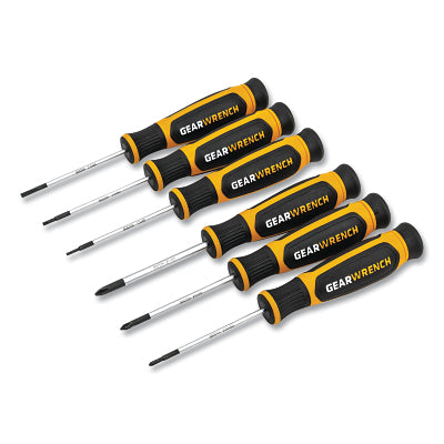 GEARWRENCH 80055H Dual Material Combination Phillips/Slotted Screwdriver Set 1.5 mm #00 to 2.5 mm #1 Size Range 6-Pc Mini without Tray