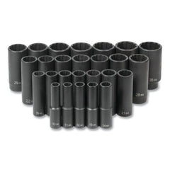 Grey Pneumatic 1726MD Impact Socket Set 1/2 in Drive Metric 10 mm to 36 mm 26-Pc Deep Length Master