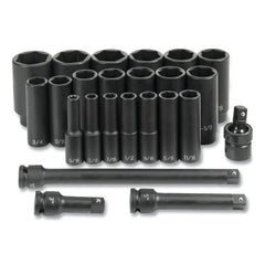 Grey Pneumatic 1324D Impact Socket Set 1/2 in Drive SAE 24-Pc Deep Length