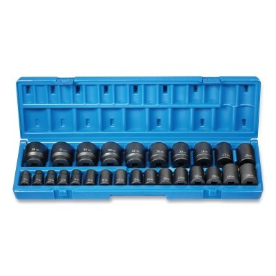 Grey Pneumatic 1726M Impact Socket Set 1/2 in Drive Metric 12-point 10 mm to 36 mm 26-Pc STD Length Master