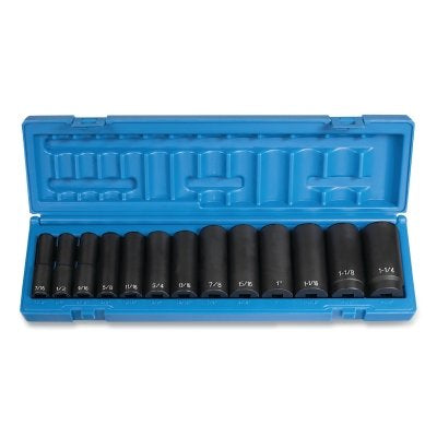 Grey Pneumatic 1312D Impact Socket Set 1/2 in Drive SAE 13-Pc Deep Length