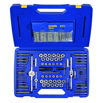 IRWIN 26377 117-Pc Machine Screw/Fractional/Metric Tap & Hex Die and Drill Bit Deluxe Set, Includes Plastic Case