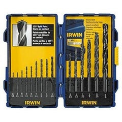 IRWIN 314015 Drill Bit Set, Jobber Length, Straight Shank, 15-Piece, 1/16 to 3/8 Drill, 135 Degree Split Point, Black Oxide