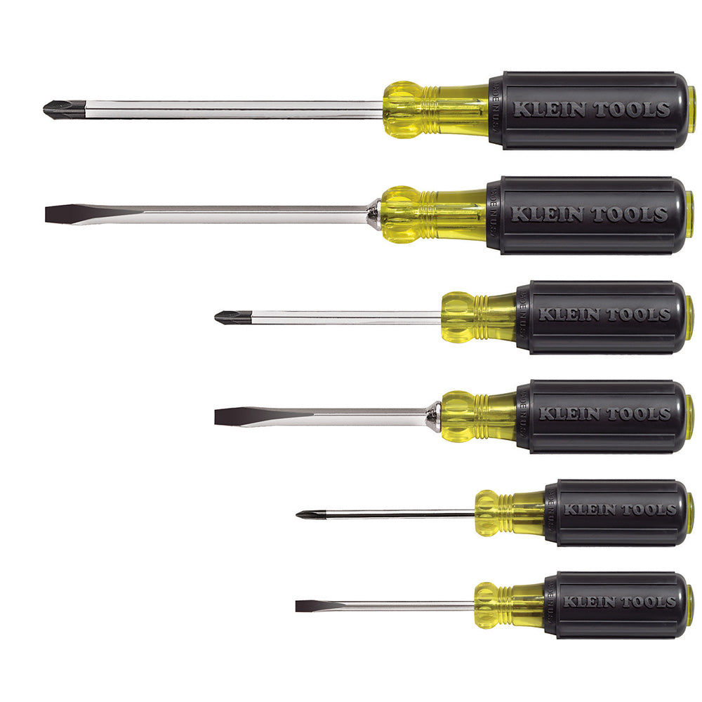 Klein 85074 Screwdriver Set, Slotted and Phillips, 6-Piece