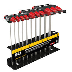 Klein Tools JTH610EB Hex Key Set, SAE Ball-End T-Handle, 6-Inch, with Stand, 10-Piece