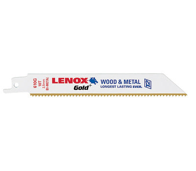 LENOX 21065 Gold 10 in. 10TPI Bi-Metal Power Arc Curved Reciprocating Saw Blade Pack of 5