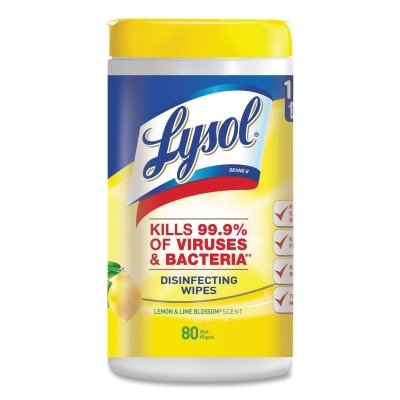 Lysol RB-77182 Disinfecting Wipes 80/Canister Lemon and Lime Blossom Scent