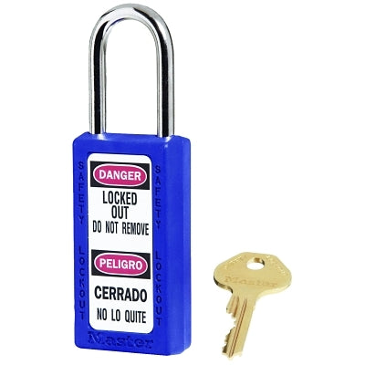 Master Lock 411BLU Zenex Thermoplastic Safety Lockout Padlock 1-1/2 in width 1-1/2 in height Keyed Different