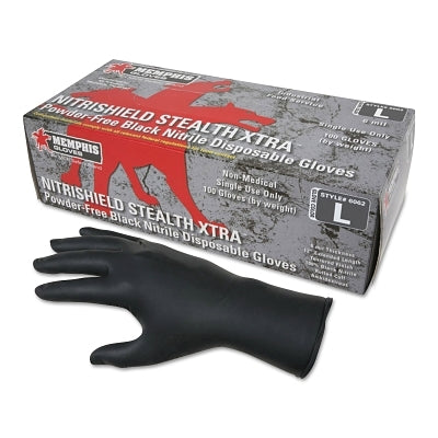 MCR Safety 6062M Nitrile Disposable Gloves NitriShield Stealth Xtra Medium Black Replacement MPN