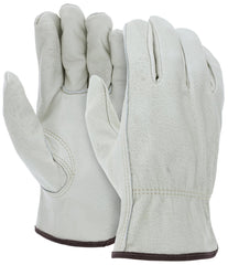 MCR Safety 3215L Economy Grade General Purpose Gloves, Driver, Gunn Cut/Keystone Thumb/Standard Finger, L, Cowhide Leather Palm, Cotton Thread/Leather/Polyester