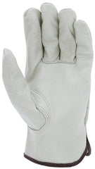 MCR Safety 3215L Economy Grade General Purpose Gloves, Driver, Gunn Cut/Keystone Thumb/Standard Finger, L, Cowhide Leather Palm, Cotton Thread/Leather/Polyester