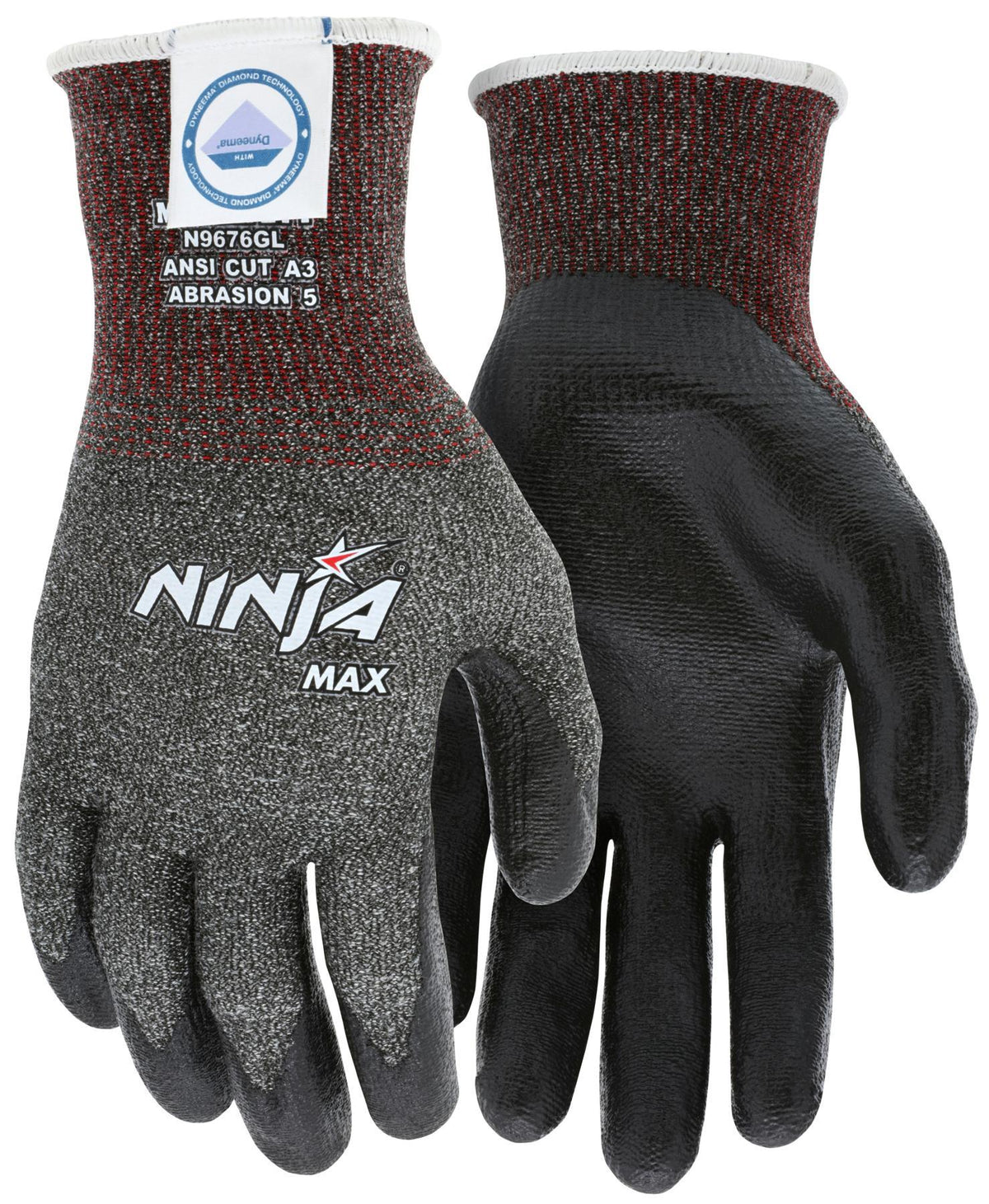 MCR Safety N9676GL Ninja Max Bi-Polymer Coated Palm Gloves L