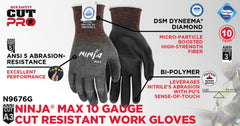 MCR Safety N9676GL Ninja Max Bi-Polymer Coated Palm Gloves L