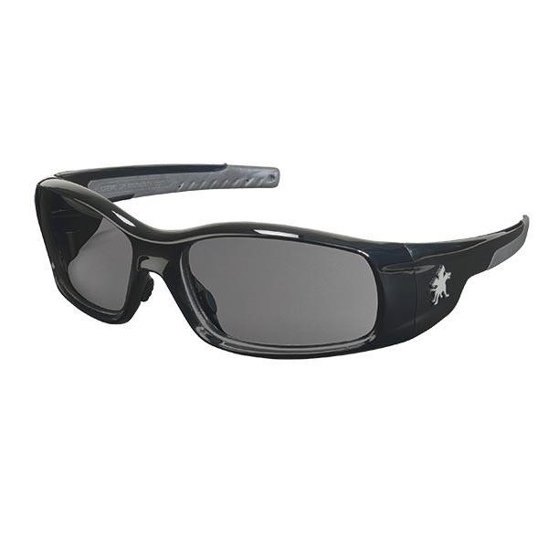 MCR Safety SR112 Swagger SR1 Series Safety Glasses, Gray Lens, Polycarbonate, Black Frame, SR112