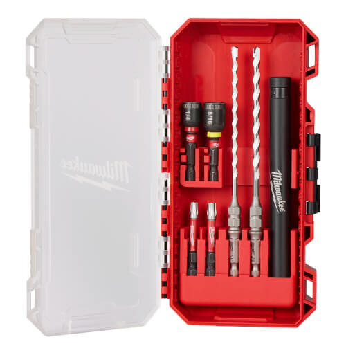 Milwaukee 48-20-8877 7 Piece Shockwave Impact Duty Carbide Multi-Material Drill Bit Concrete Screw Install Kit