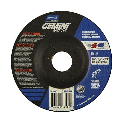 Norton 66252843584 Grinding Wheels Aluminum Oxide 4 1/2 Dia 7/8 Arbor 24 Grit