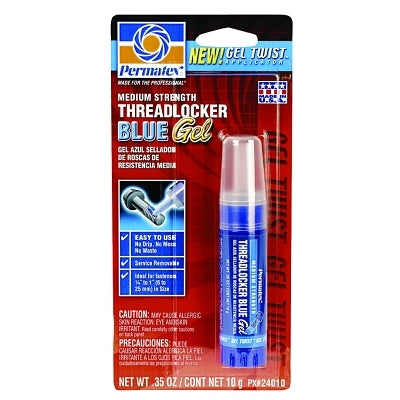 Permatex 24010 Medium Strength Blue Threadlocker 10 mL 1/4 in to 1 in Thread