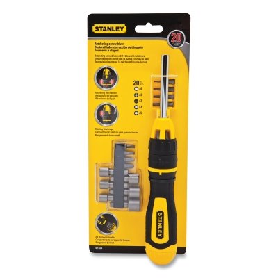 Stanley 62-574 Multi-Bit Ratcheting Screwdriver Set Magnetic Black/Yellow 20 Piece