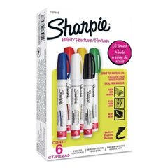 Sharpie 2107618 Oil-Based Paint Markers, Medium Tip, 6-Pack, Assorted Colors