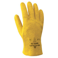 SHOWA 960M-09 Kpg Pvc Coated Gloves, Medium, Gray/Yellow