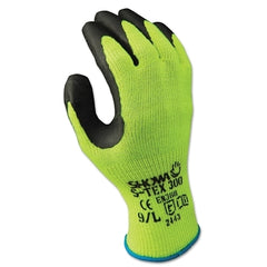 SHOWA S-TEX300L-09 S-Tex 300 Rubber Palm-Coated Gloves Large Black/Hi-Viz Yellow