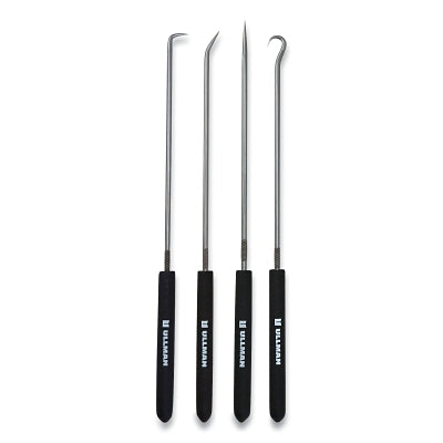 Ullman CHP4-L Long 4-Piece Hook and Pick Set, Non-Slip Handle, Steel, 9-3/4 in