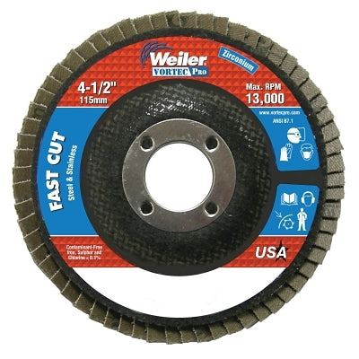 Weiler 31404 Abrasive Flap Disc 4-1/2 x 7/8 Flat Phenolic Backing Replacement MPN