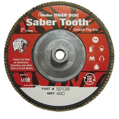 Weiler 50139 Tiger Saber Tooth Ceramic High Density Abrasive 7 in dia 40 Grit 5/8 in-11 UNC Nut