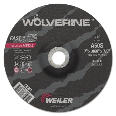 Weiler 56391 Wolverine Thin Cutting Wheel 7 In Dia 60 Grit