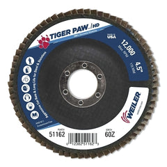 Weiler 51162 Tiger Paw Super High Density Flap Disc 4-1/2 in dia 60 Grit 7/8 in Arbor Replacement MPN