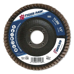 Weiler 51108 Tiger Paw Coated Abrasive Flap Discs Power 4-1/2 in dia 40 Grit 7/8 Arbor