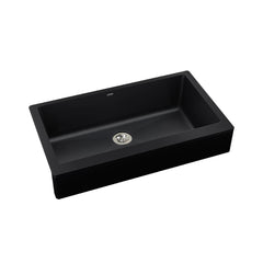 Elkay ELXUFP3620CA0 Quartz Luxe 35-7/8 x 20-15/16 x 9 Single Bowl Farmhouse Sink with Perfect Drain, Caviar