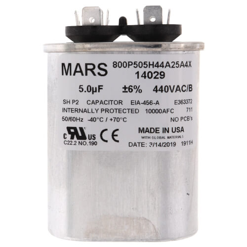 MARS 14029 5 MFD Oval Run Capacitor (440/370V)