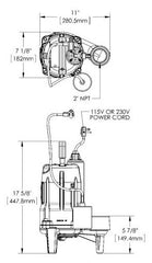 Liberty Pumps PRG101A Grinder Pump 1 HP 115V 10' Cord