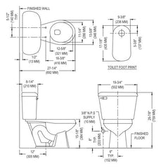 Mansfield Plumbing 130-BISCUIT 13-5/8 x 15-1/8, 12 Rough-In, 1.6 GPF, Biscuit Vitreous China, Floor Mount, Round Front, Toilet Bowl