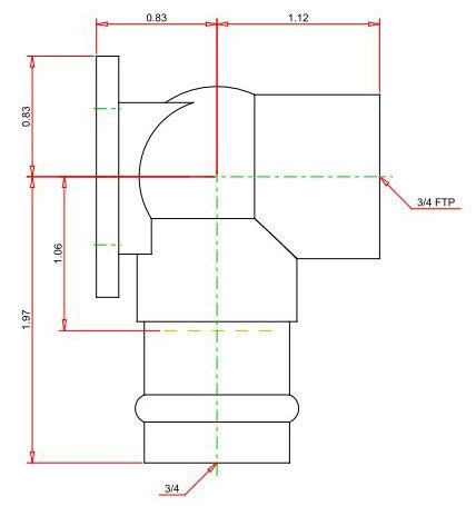 Viega 79195 ProPress x FPT 90 Degree Drop Ear Elbow 3/4 x 3/4