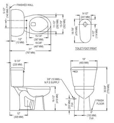 Mansfield Plumbing 148-BISCUIT 16-1/2 x 13-7/8, 12 Rough-In, 1 GPF, Biscuit Toilet Bowl