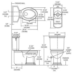 Mansfield Plumbing 4115-WHITE 1.6 GPF Elongated Toilet Bowl 12 Rough-In