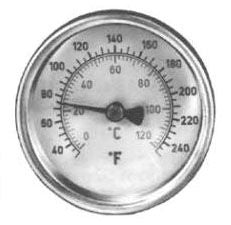 Pasco 1449 2-1/2 Dial, 1/2 MPT, 0 to 120 Deg C, 40 to 250 Deg F Thermometer