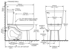 American Standard 3251A.101.222 16-1/2 H, 10 Rough-In, 1.6 GPF, Linen, Vitreous China, Floor Mount, Elongated, Toilet Bowl