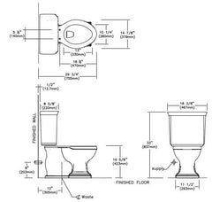 Mansfield Plumbing 4148-WHITE 16-5/8 x 14-7/8 12 Rough-In 1.6 GPF Replacement MPN