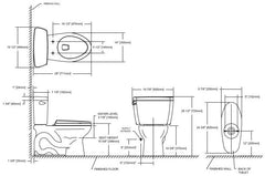 Toto C744EL#01 Eco Drake 1.28 GPF Toilet Bowl 12 Rough-In