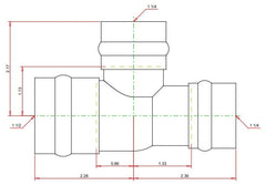 Viega 15483 ProPress 1-1/2 x 1-1/4 x 1-1/4 Copper Reducing Tee