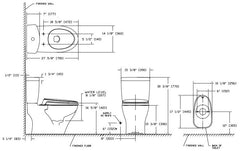 Toto CT416#01 Toilet Bowl 1.6 GPF 27-5/8 x 14-1/8 x 16-5/8 12 Rough-In
