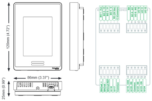 Schneider Electric SE8650U5B00P SE8000 Series Roof Top Unit Heat Pump Indoor Air Quality Controller BACnet MS/TP