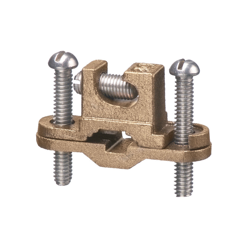 Arlington 717DB Bare Wire Ground Clamp With Lay-In Lug, Stainless Steel Screw, 10 to 2 AWG Conductor, Solid Bronze