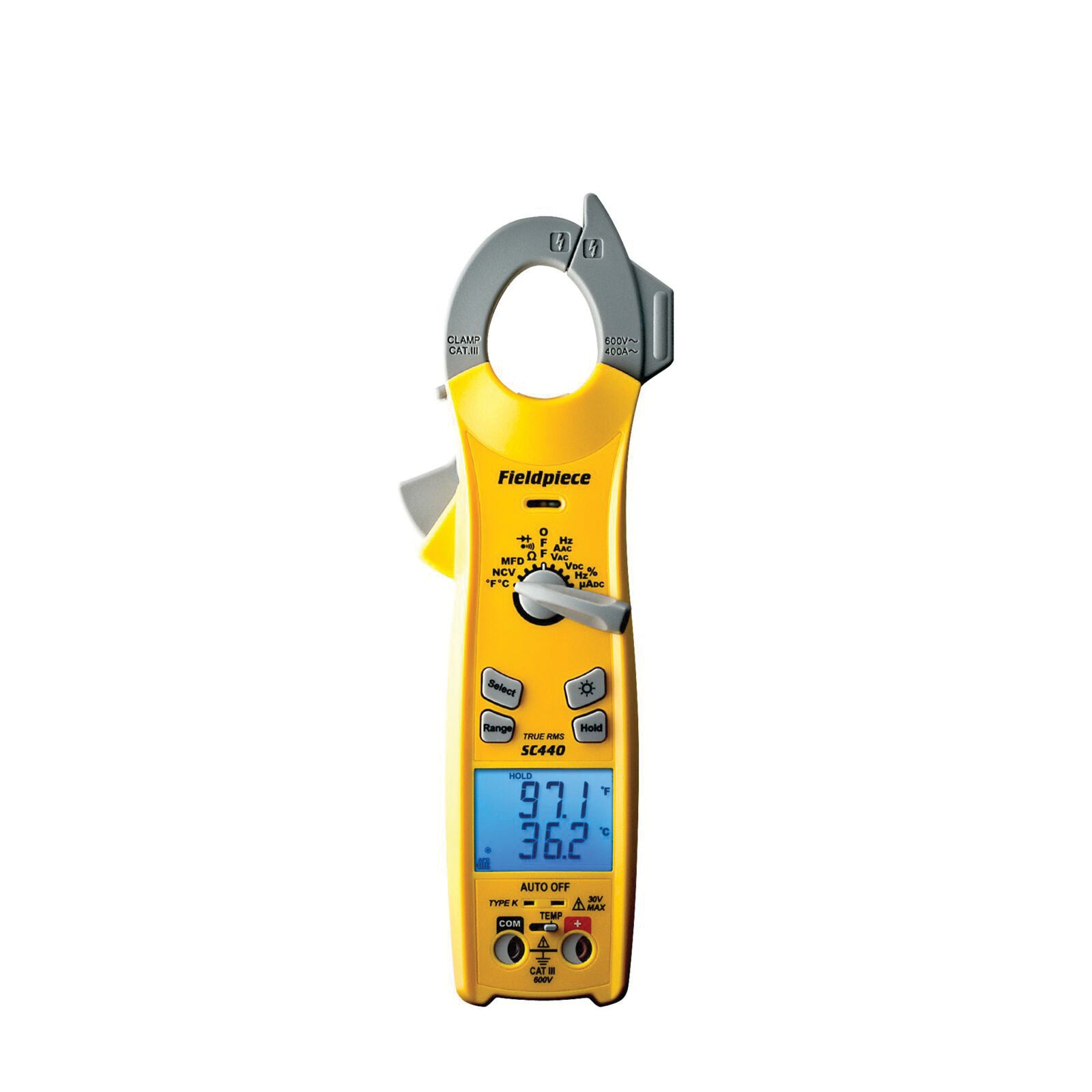 Fieldpiece SC440 Clamp Meter, 400A, Dual Display, Inrush